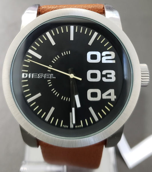 Diesel Black Dial Tan Leather Strap Men's Watch DZ1513 - Retail $140 (48% off)