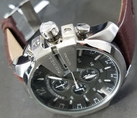 Diesel Men's Mega Chief Brown Leather Watch DZ4290 - Retail $225 (47% off)