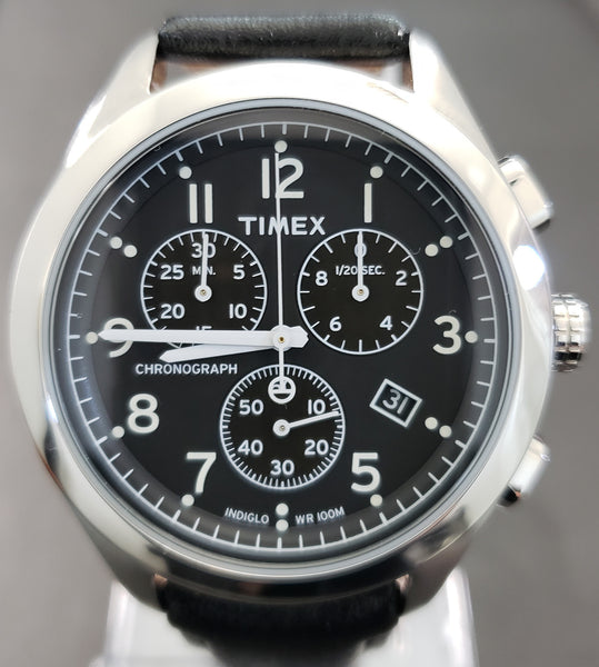 Timex T Series Chrono Black Leather Men's Watch T2M467 - Retail $115 (52% off)