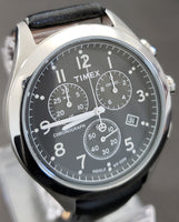 Timex T Series Chrono Black Leather Men's Watch T2M467 - Retail $115 (52% off)
