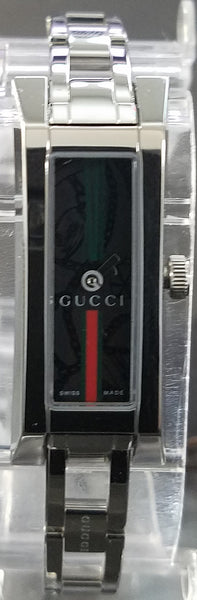 GUCCI 110-G-LINK Black-Red-Green Women's Watch YA110512 - Retail $935 (55% off)